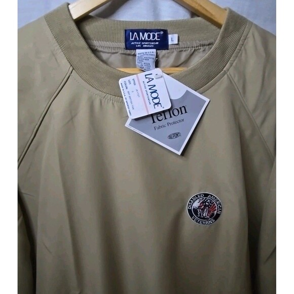 Vtg La Mode Active Sportswear Windbreaker Golf, Sz Large, DA Veterans, Tan, NWT - Picture 4 of 9